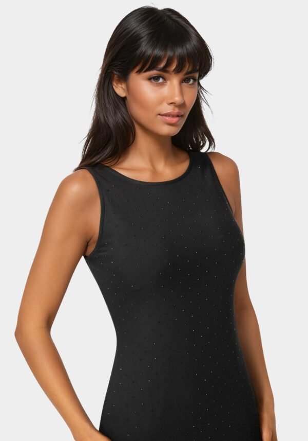 Powermesh Rhinestone Sleeveless Maxi Dress