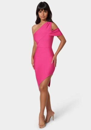 Asymmetrical High Slit Bandage Midi Dress