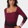 bebe2111_wine-multi_4_e86292c7-6fe8-49af-bf7f-23641420ac2a Stripe Rib Sweater Midi Dress