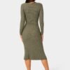 bebe2165_olive_3_98364c8c-0cdb-4218-a8d3-13368700c0c7 Button Front V-Neck Sweater Midi Dress